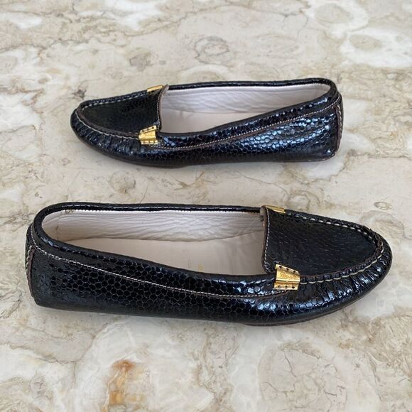 Bruno Magli Snake Embossed Leather Driving Flats Loafers - Picture 9 of 15